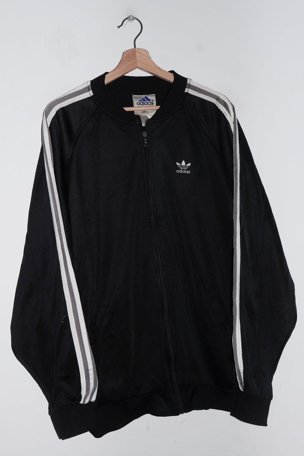 Vintage 90s Adidas Trefoil Logo Black Track Jacket (XL)