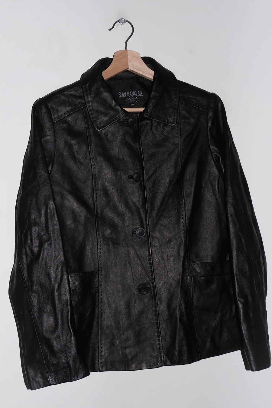 Old School Genuine Black Leather Jacket (M)