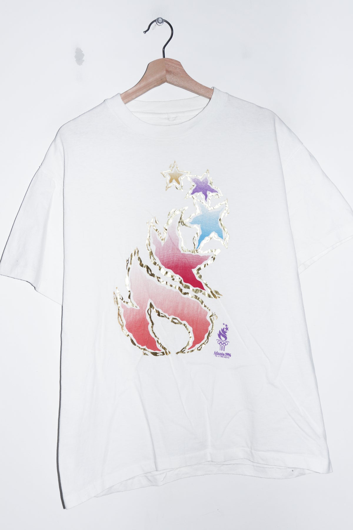 Vintage 1996 Atlanta Olympics Glitter Torch Graphic Tee (M)
