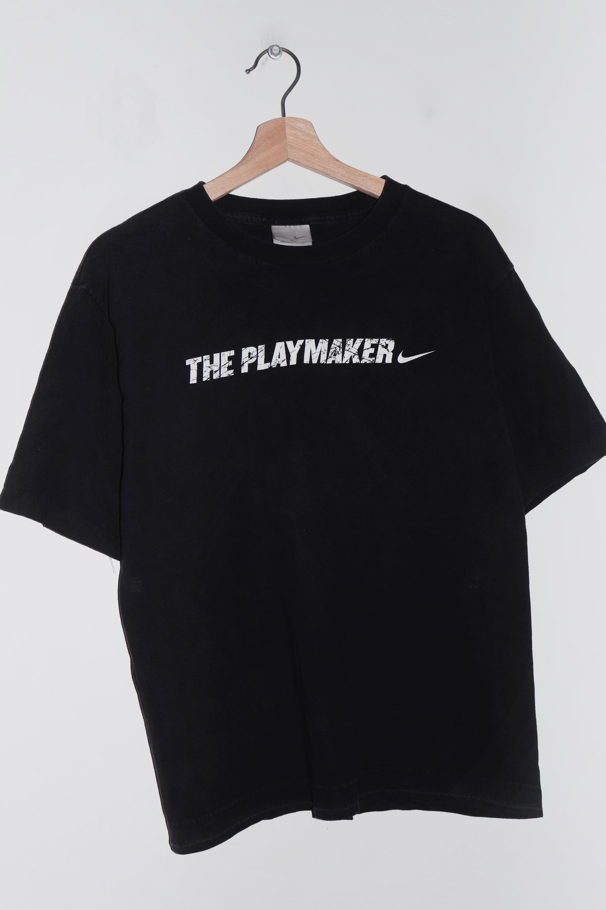 Vintage Nike The Playmaker Swoosh Graphic Faded Black Tee (M)