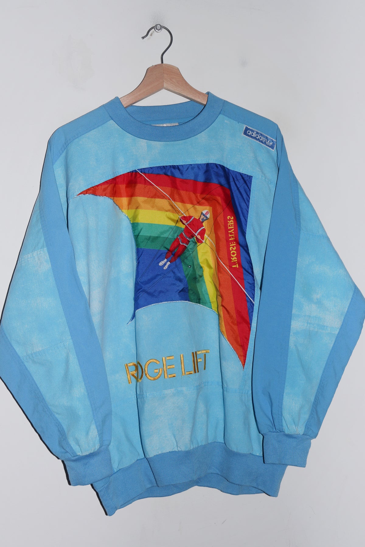 Vintage 80s Adidas Ridge Lift Patch Graphic Pullover Jumper (Rare) (M)