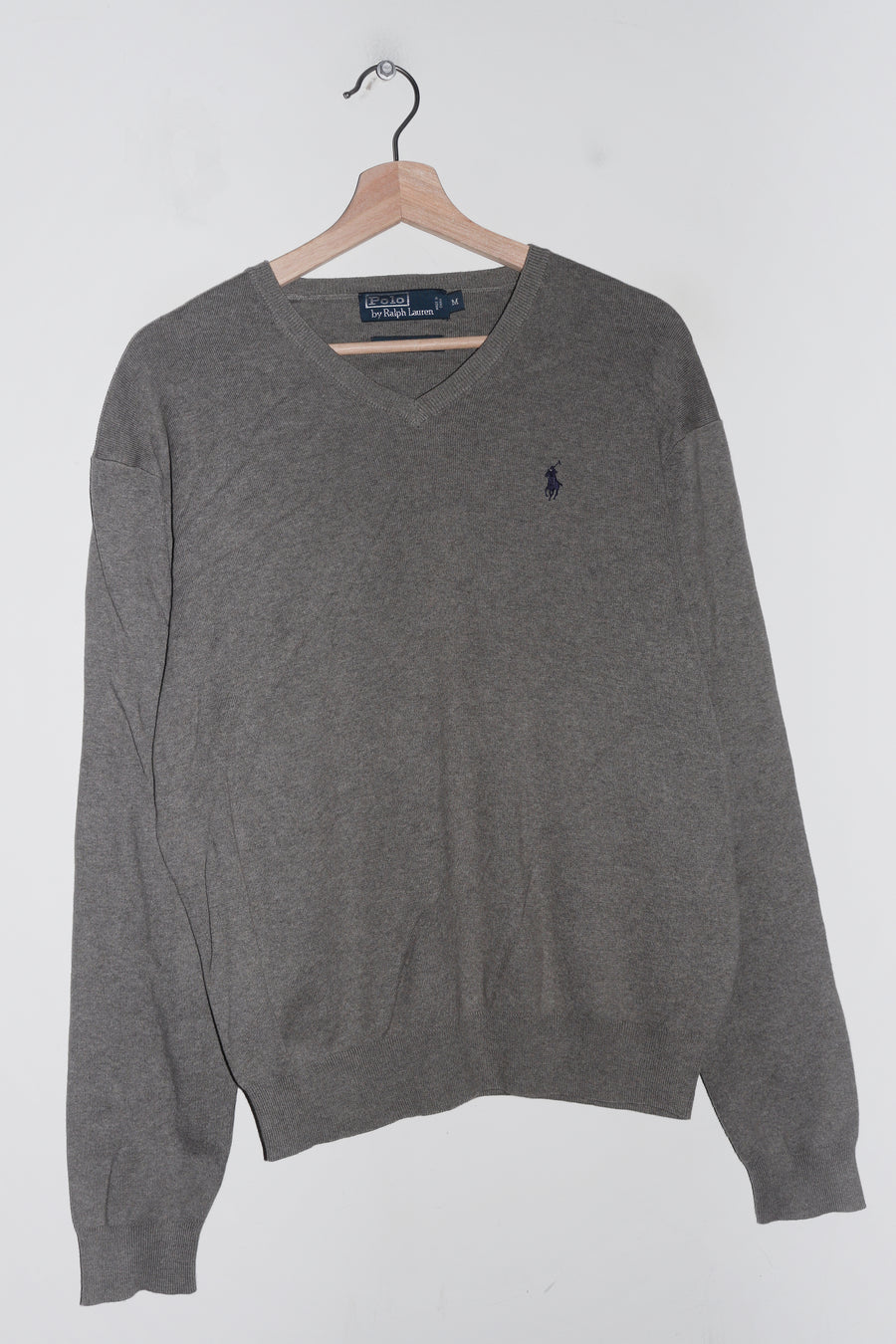 Polo Ralph Lauren Embroidered Logo Pima Cotton Grey Knitted Sweater (M)