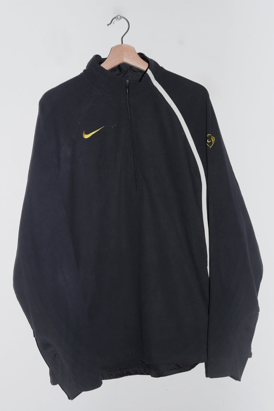 Vintage 2000s Nike T90 Football Mini Swoosh Fleece Quarter Zip Jumper (L-XL)