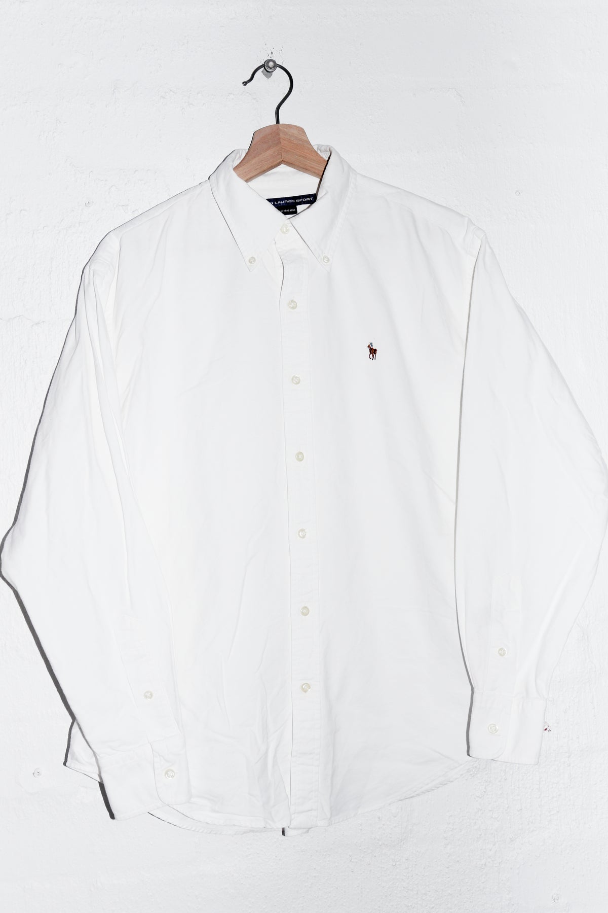 Vintage Polo Ralph Lauren Embroidered Logo White Button Up Shirt (M)