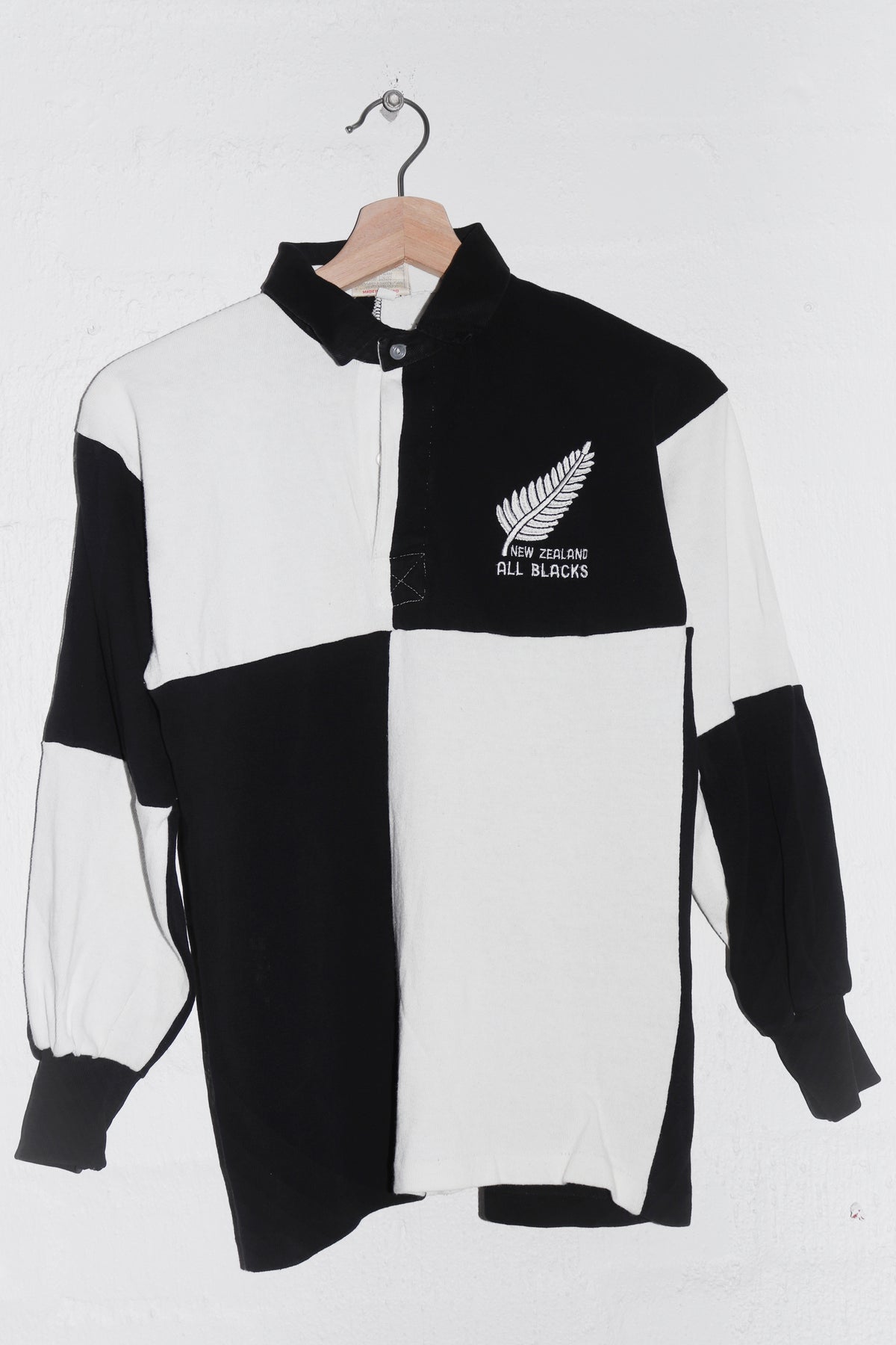 Vintage New Zealand All Blacks Rugby Thick Long Sleeve Polo Jumper (S/S-M)