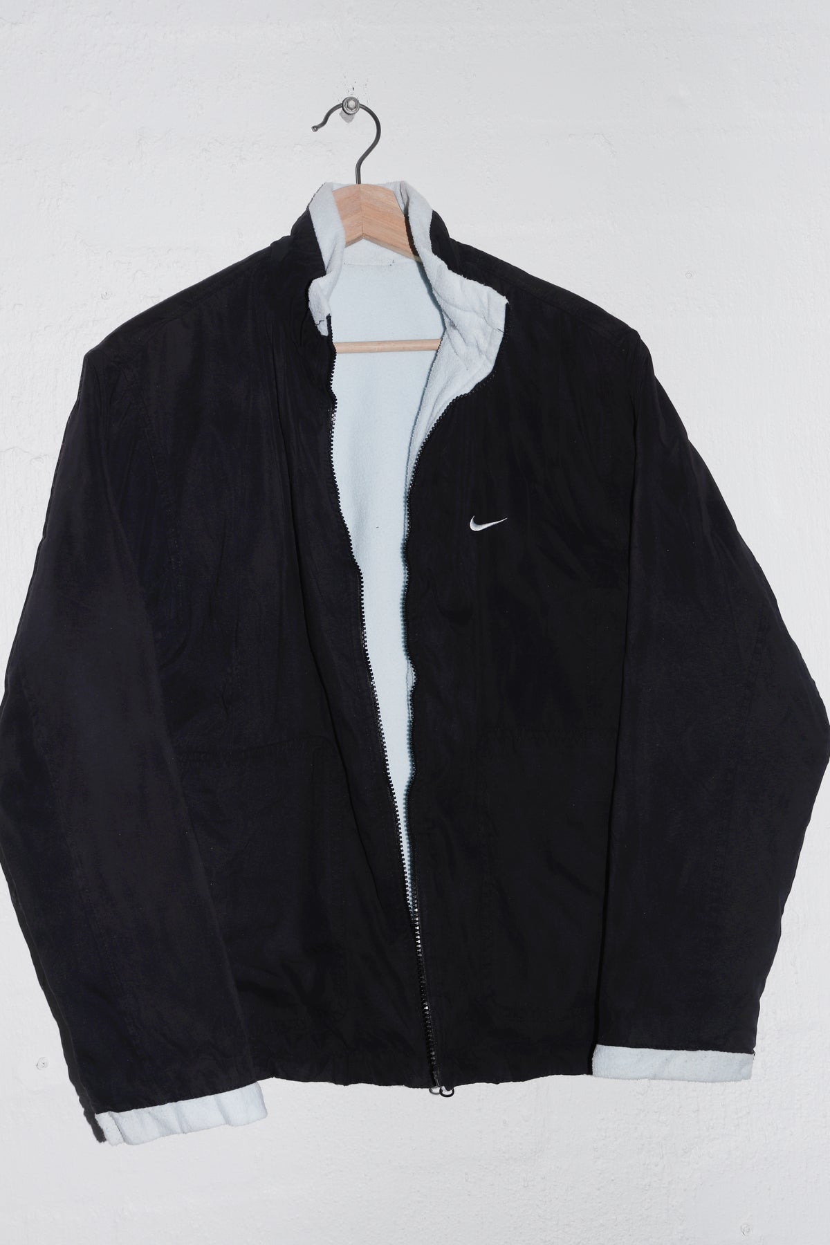 Vintage Nike Mini Swoosh Thick Reversible Fleece Hooded Jacket (M/L)