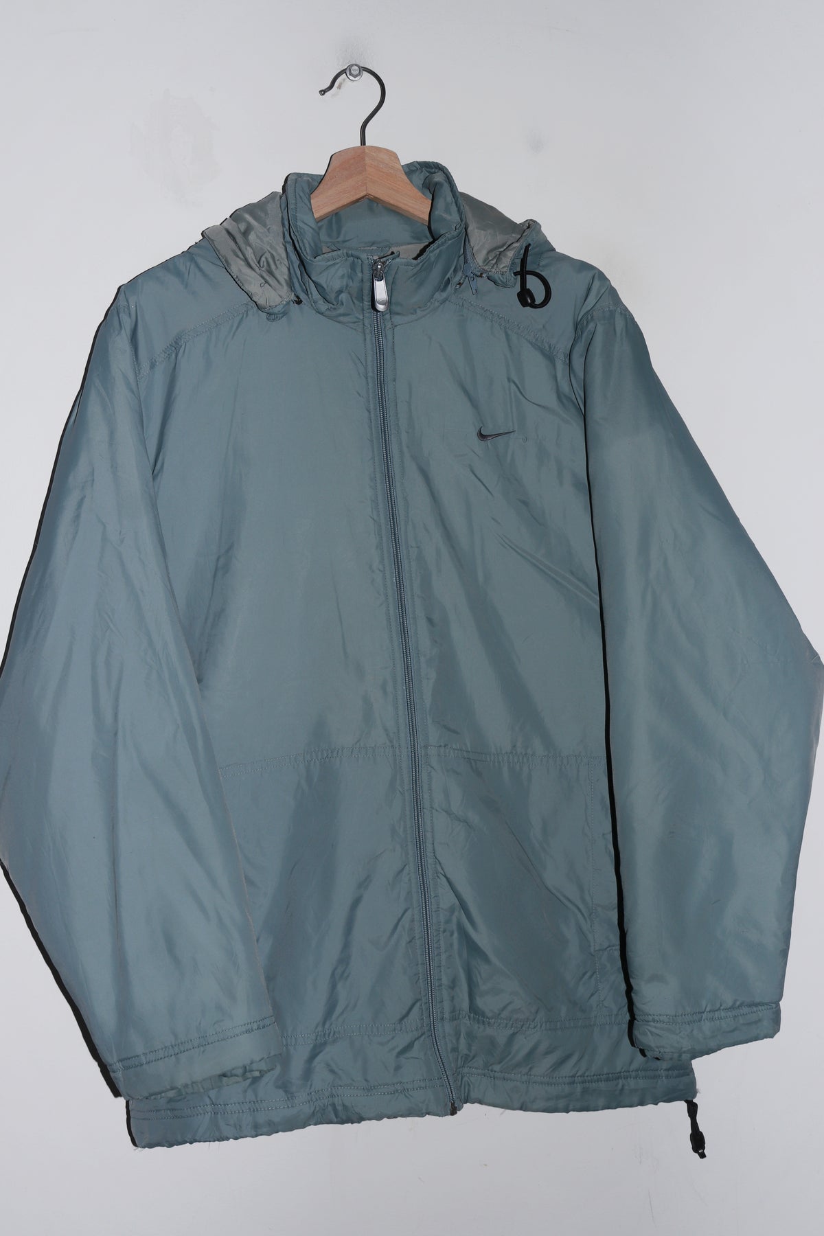 Vintage Nike Embroidered Mini Swoosh Blue Thick Padded Outerwear Jacket (M)