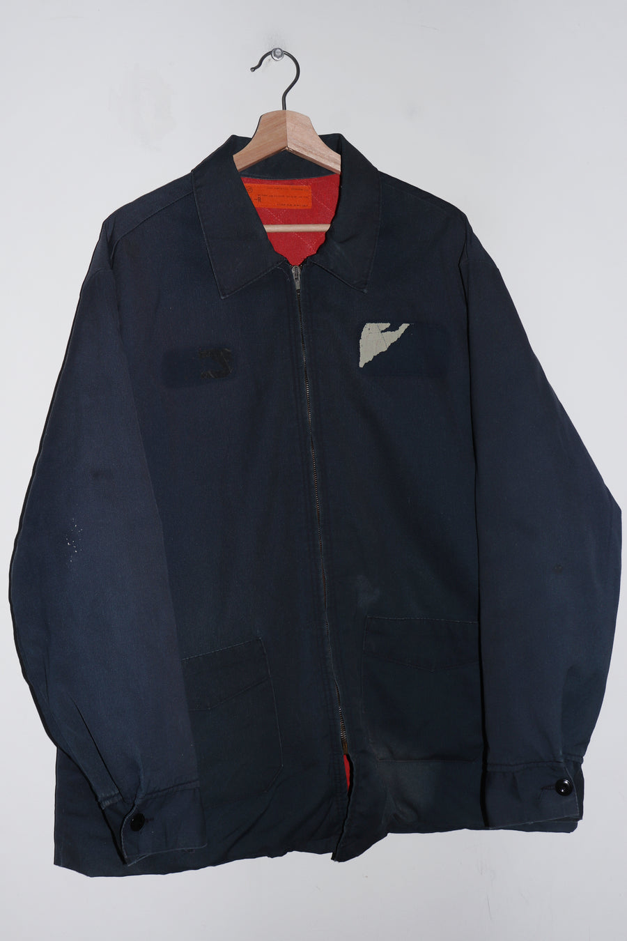 Vintage 80s USA Workwear Thick Navy Canvas Padded Collared Jacket (XL)