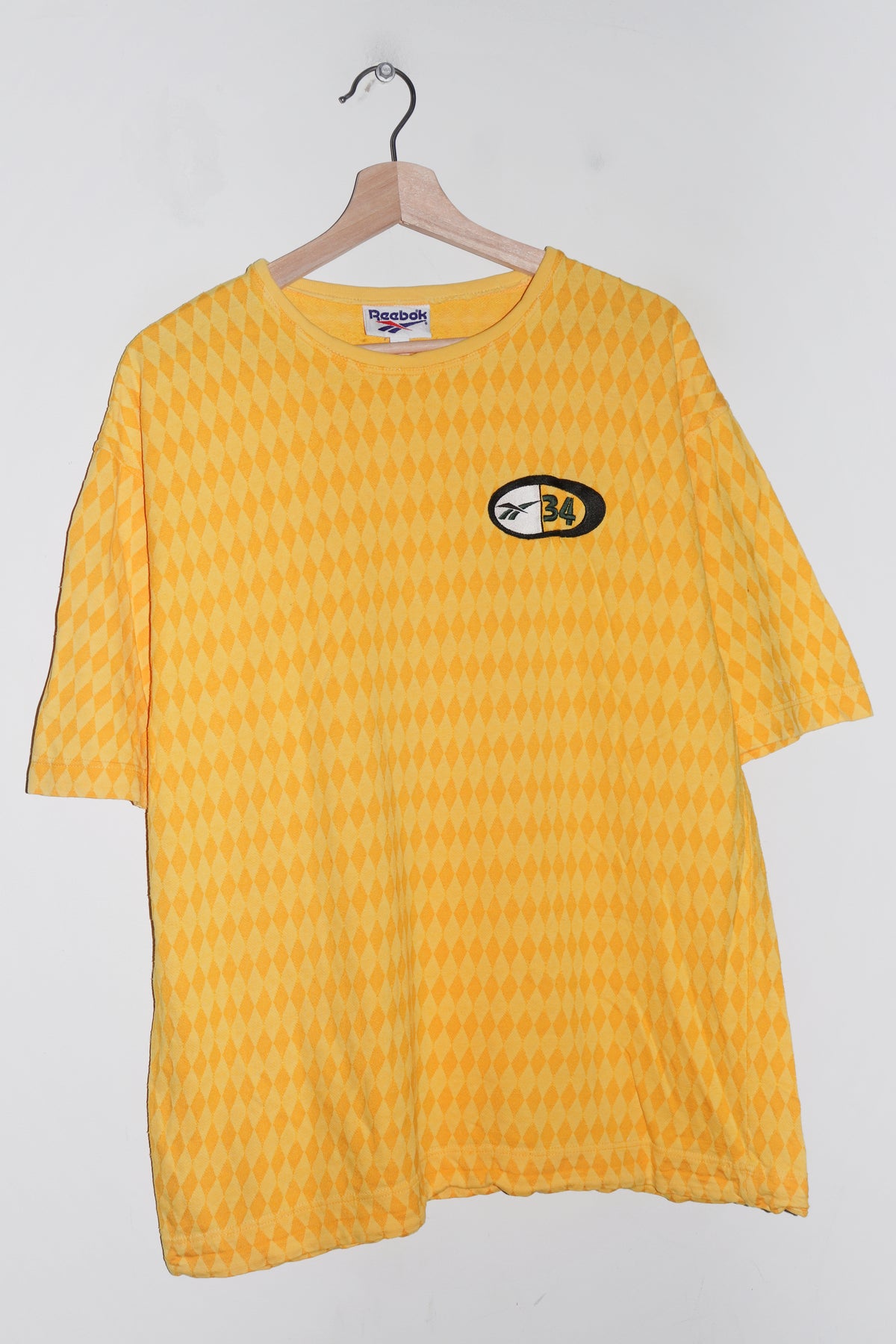Vintage 90s Reebok Embroidered Logo Thick Pull Print Monogram Tee (M-L)
