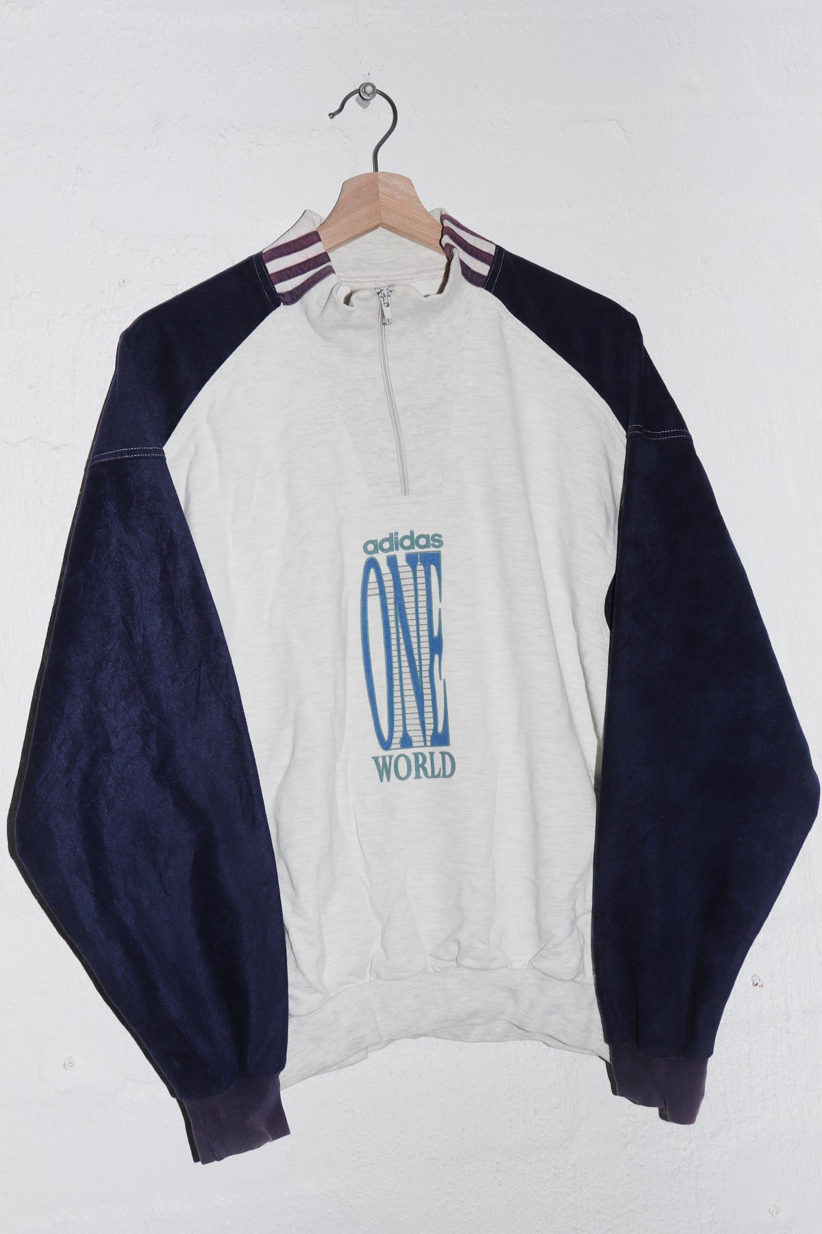 Vintage 80s Adidas Graphic Quarter Zip Jumper (M)