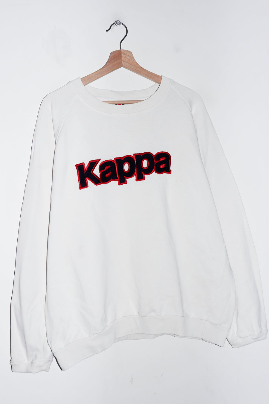 Vintage 90s Kappa Embroidered Spellout White Sweatshirt (M-L)
