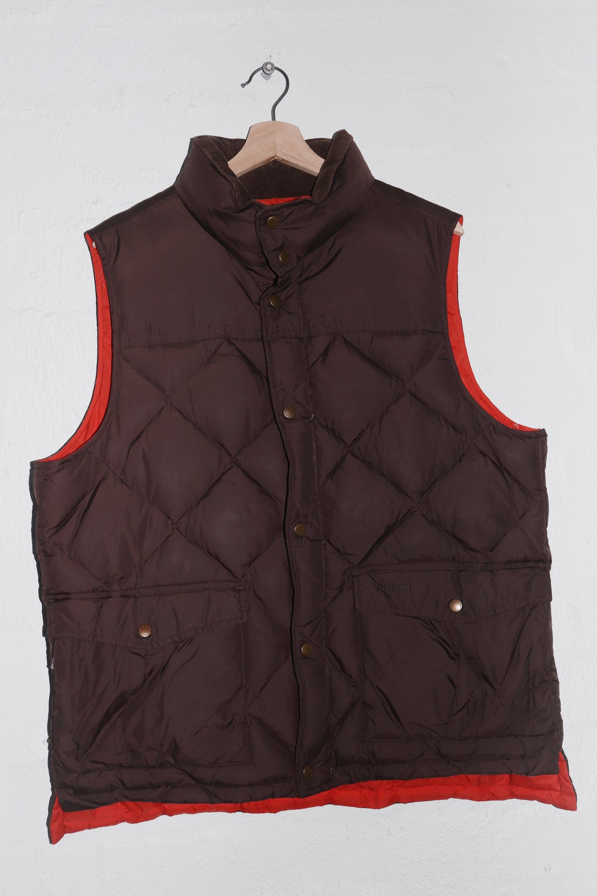 Old School Barbour Brown Thick Duck Down Puffer Vest (L)