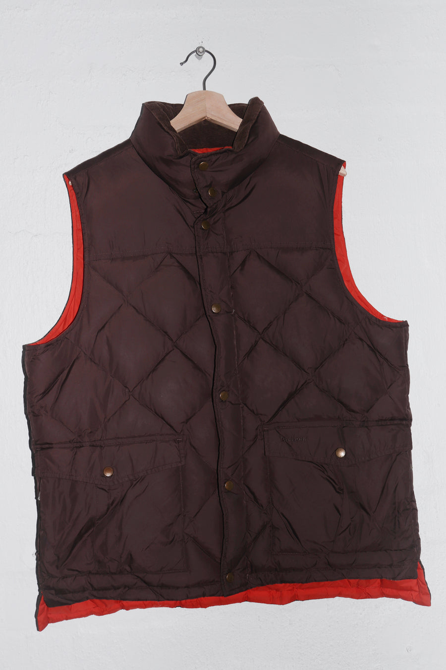 Old School Barbour Brown Thick Duck Down Puffer Vest (L)