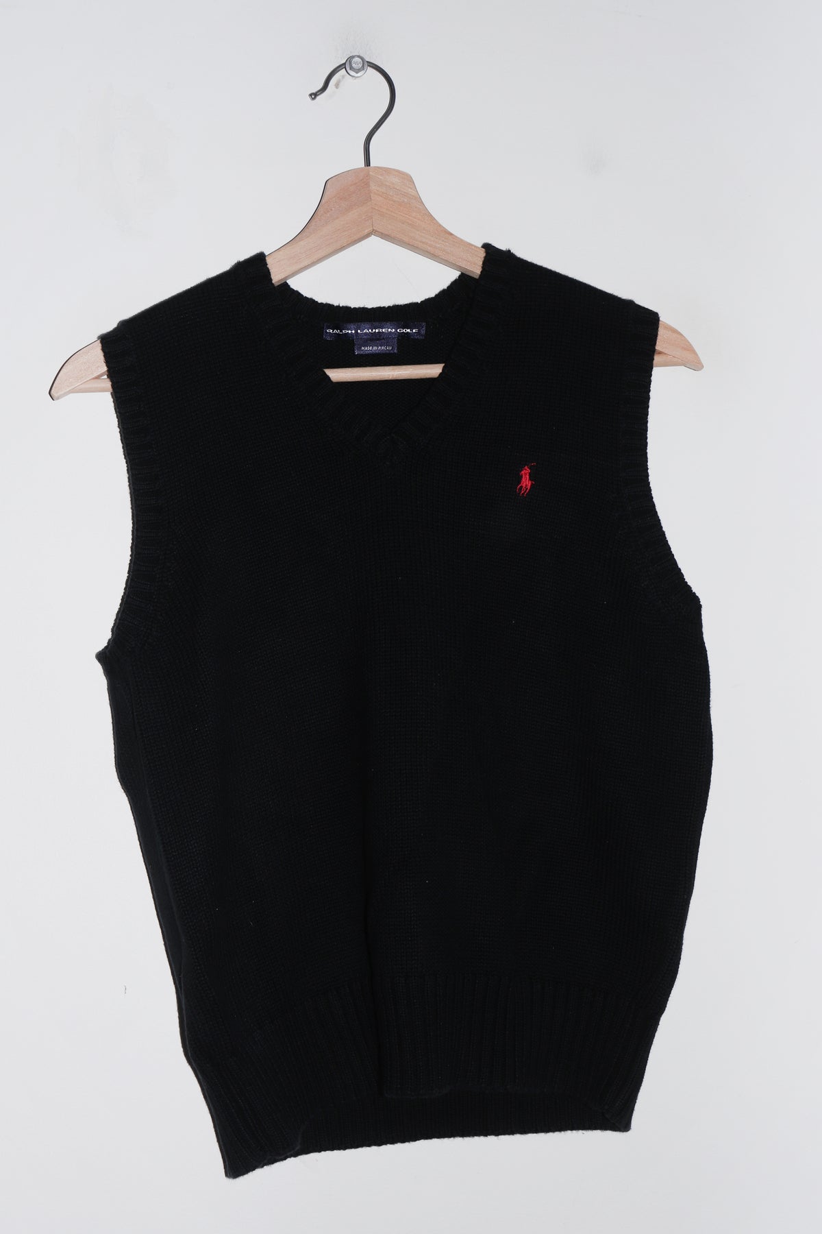 Vintage Ralph Lauren Golf Embroidered Logo Black Knitted Sweater Vest (S/S-M)