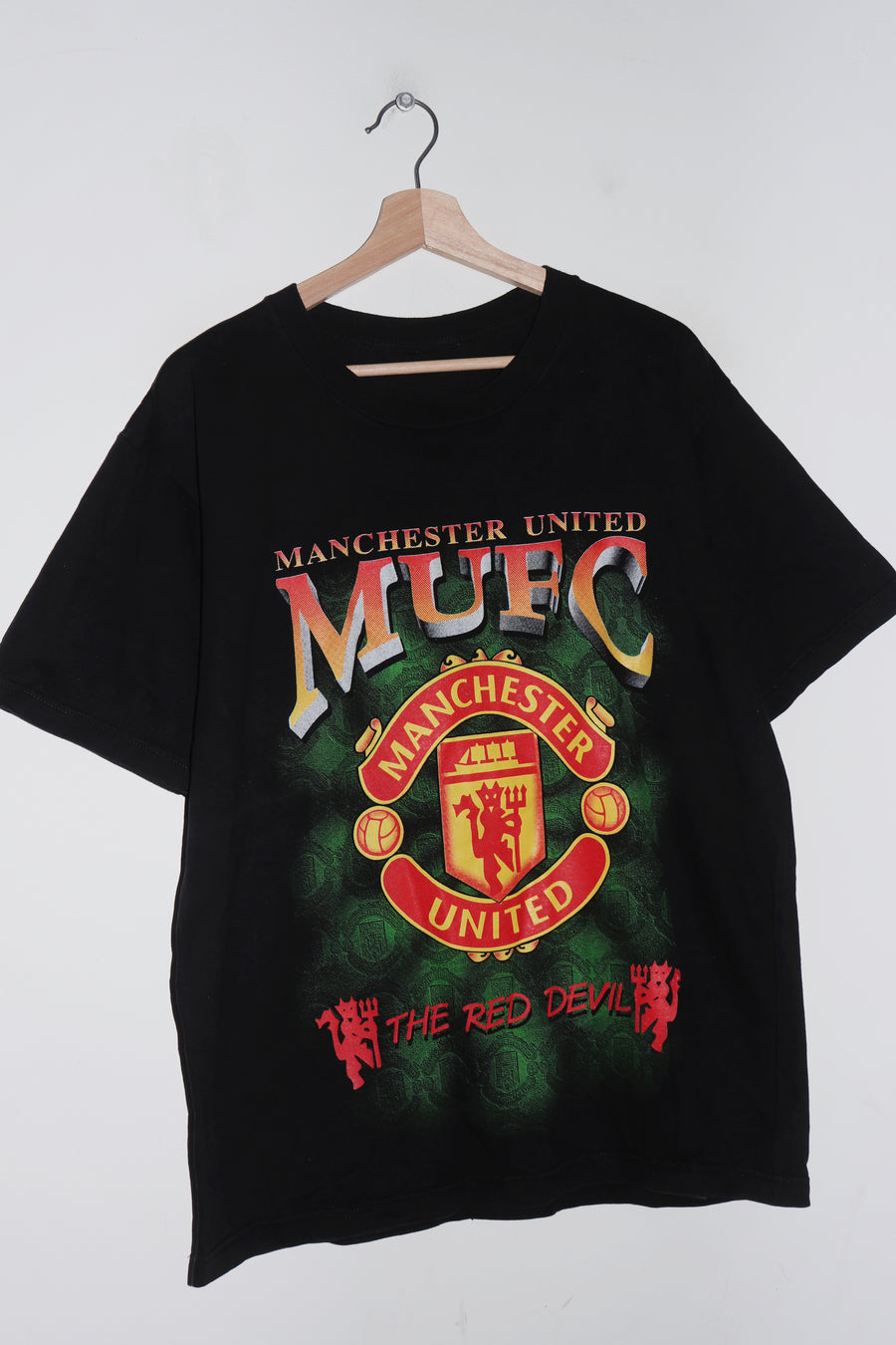 Vintage 90s Manchester United Graphic Black Tee (M)