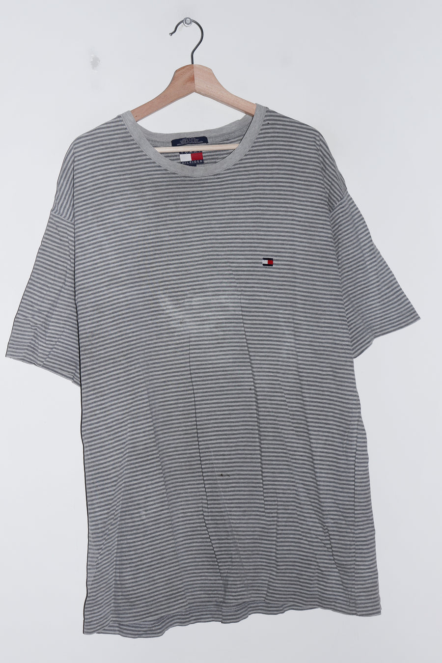 Vintage 90s Tommy Hilfiger Embroidered Logo Striped Tee (XL)