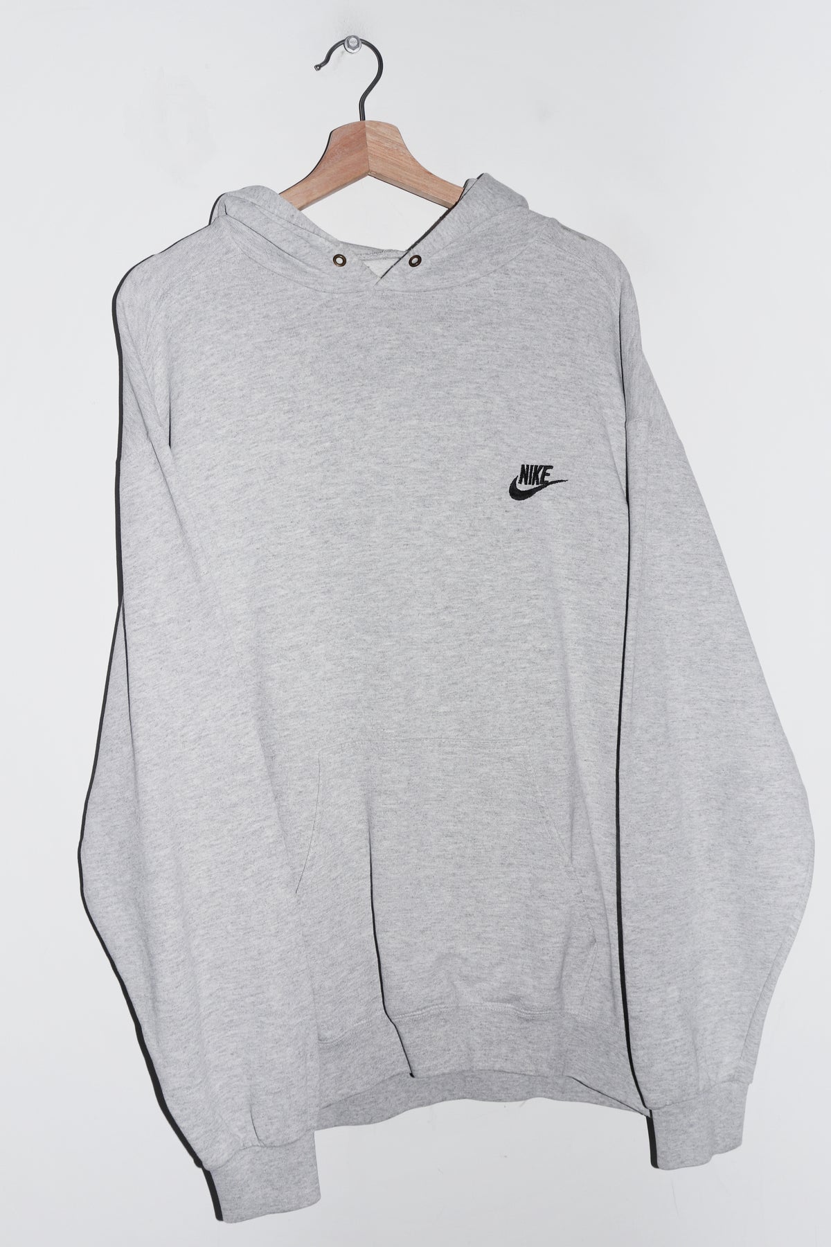 Vintage 90s Nike Embroidered Swoosh Thick Grey Hoodie (Rare) (L-XL)