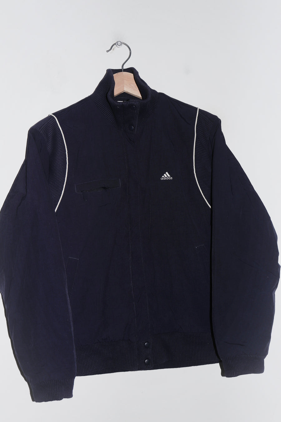 Vintage Adidas Embroidered Logo Navy Padded Outerwear Jacket (2002) (M-L)