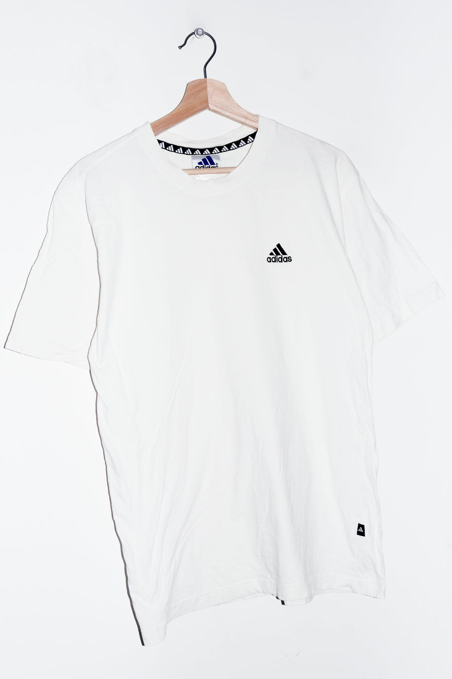 Vintage 90s Adidas Embroidered Logo White Tee (S/S-M)