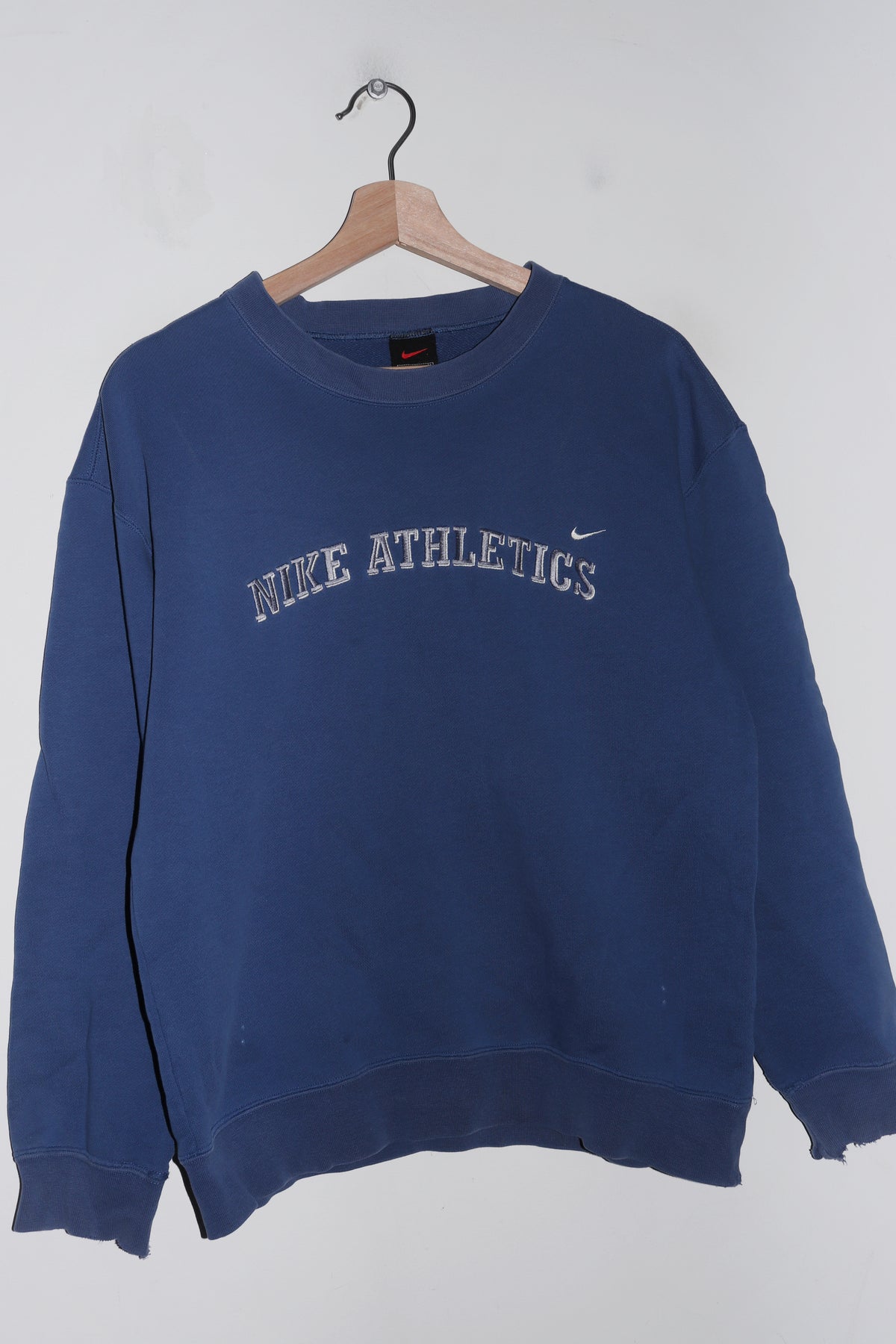 Vintage 90s Nike Athletics Embroidered Graphic Blue Sweatshirt (Rare) (M)