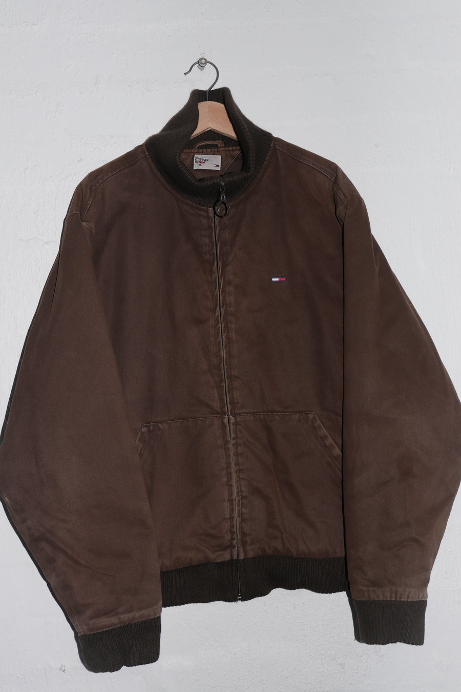 Tommy Hilfiger Embroidered Logo Faded Brown Padded Outerwear Jacket (L-XL)