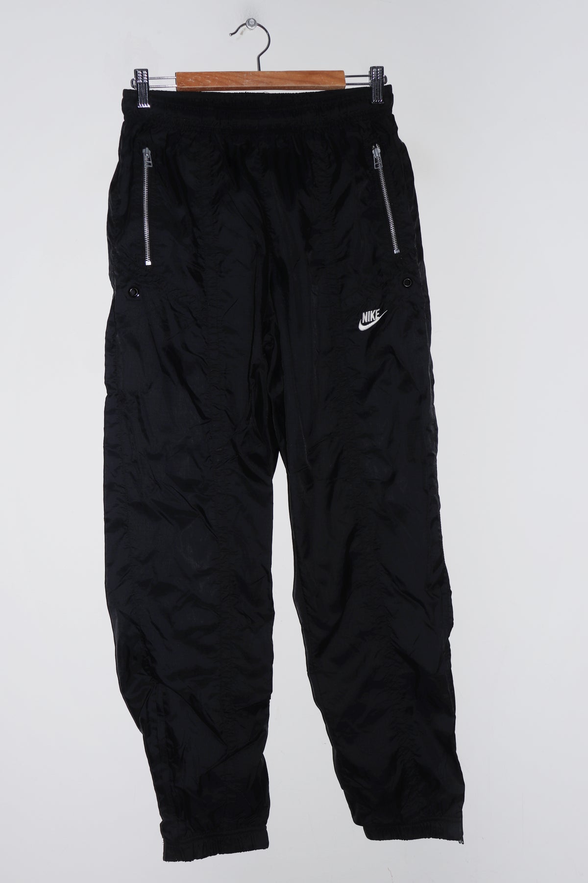 Vintage 90s Nike Embroidered Swoosh Black Track Pants (28-30/8-10)