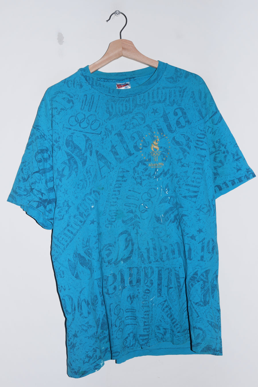 Vintage 1996 Atlanta Olympics Torch Full Print Graphic Tee (L-XL)