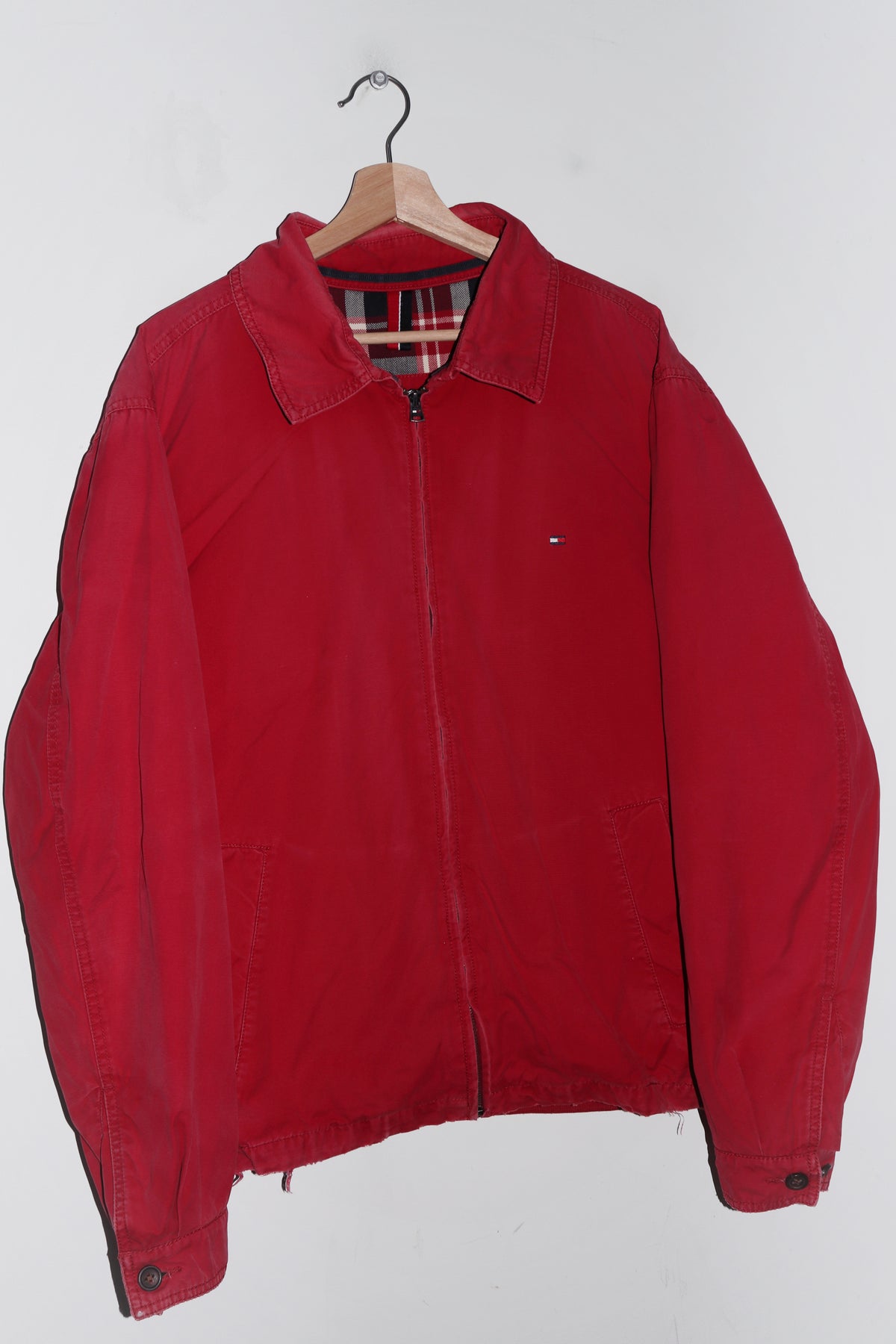 Tommy Hilfiger Embroidered Logo Thick Faded Red Harrington Jacket (L)