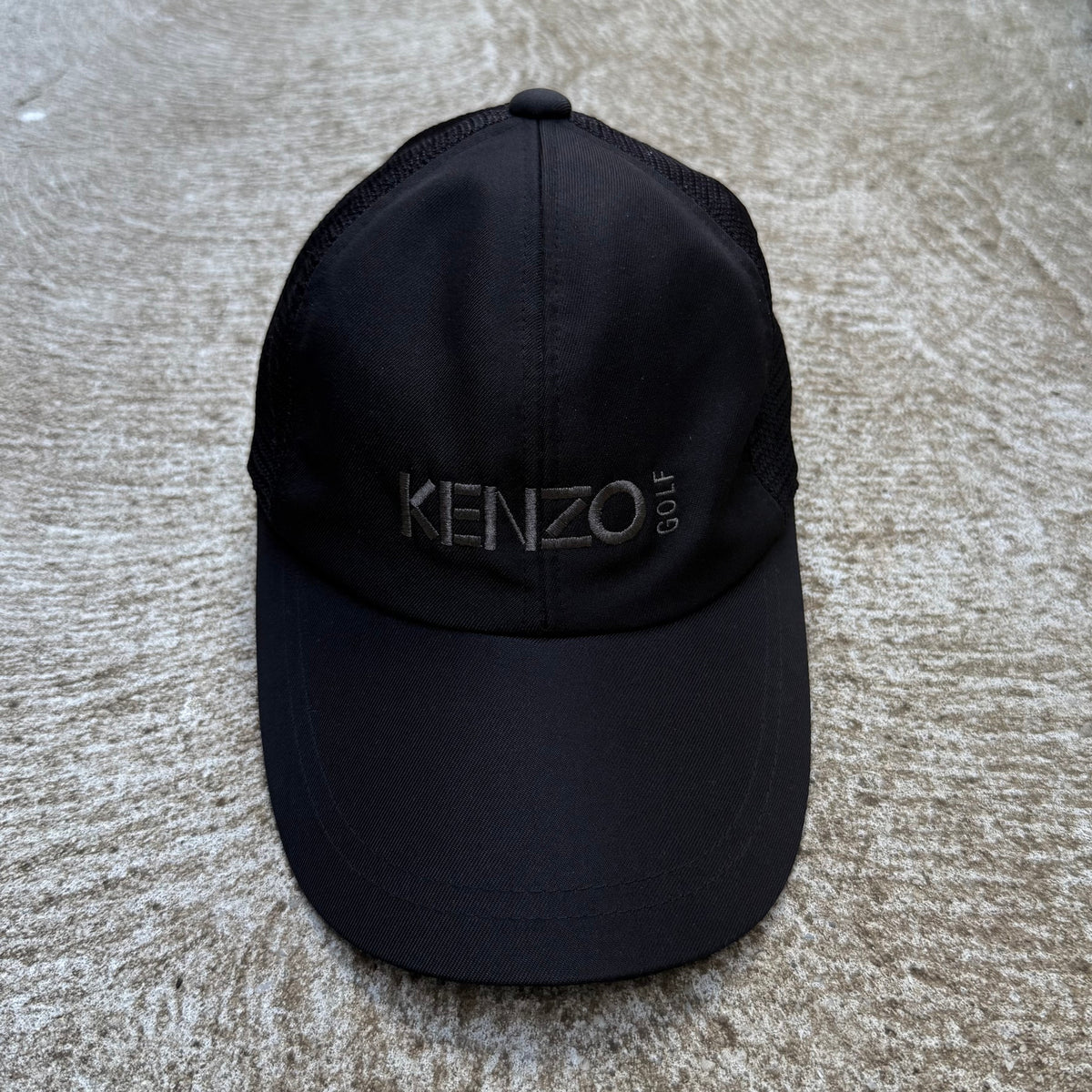 Vintage Kenzo Golf Embroidered Spellout Black Hat
