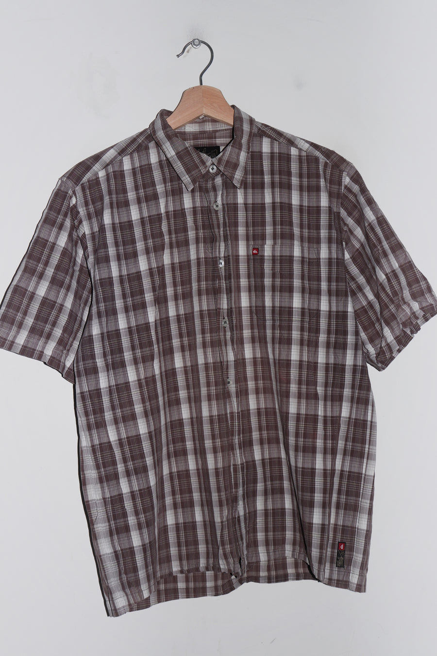Old School Quicksilver Logo Checkered Short Sleeve Shirt (M)