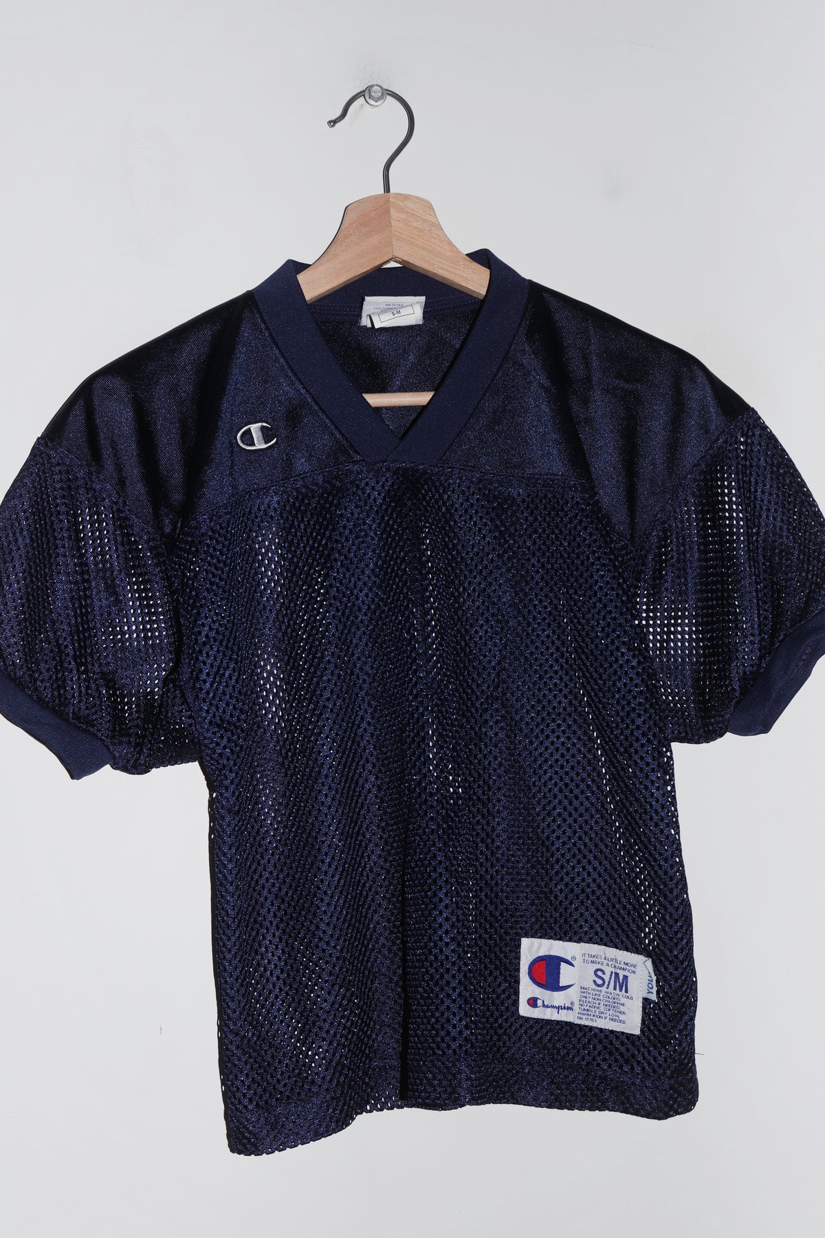 Old School Champion Embroidered Logo Navy Mesh Jersey (XS-S/S)