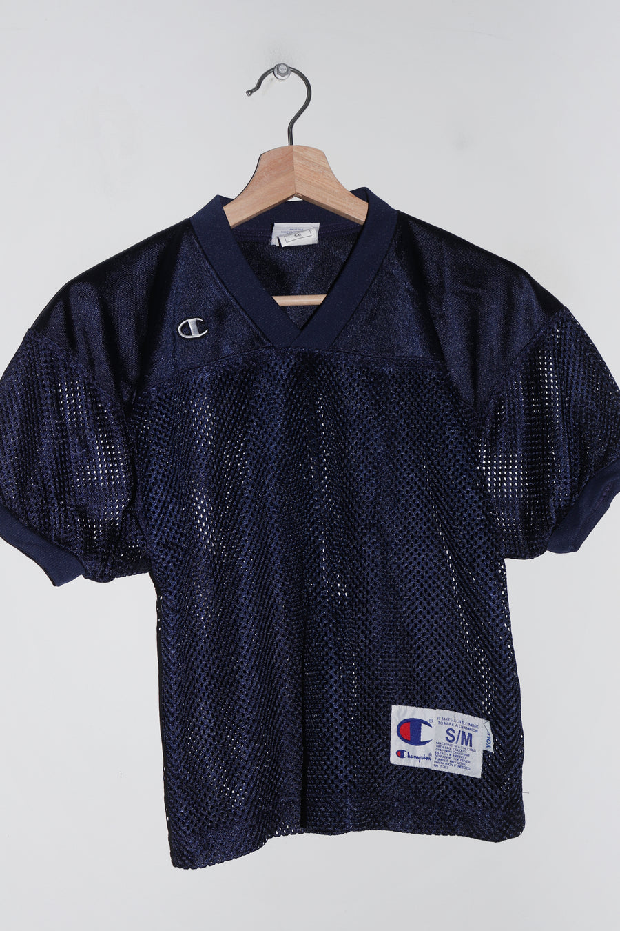 Old School Champion Embroidered Logo Navy Mesh Jersey (XS-S/S)