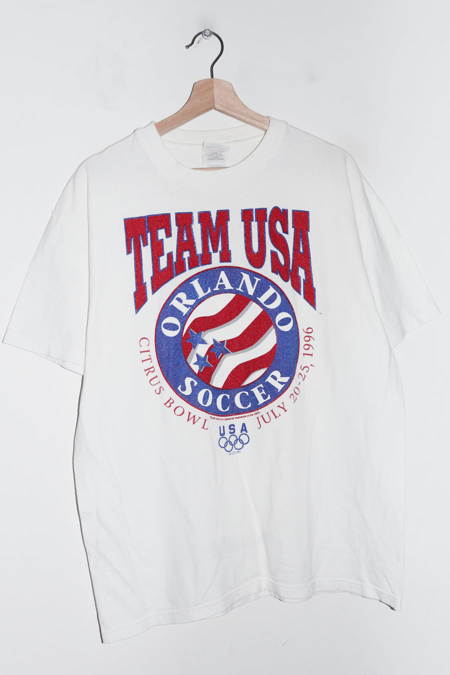 Vintage 1996 Atlanta Olympics Team USA Football Textured Graphic Tee (M-L)