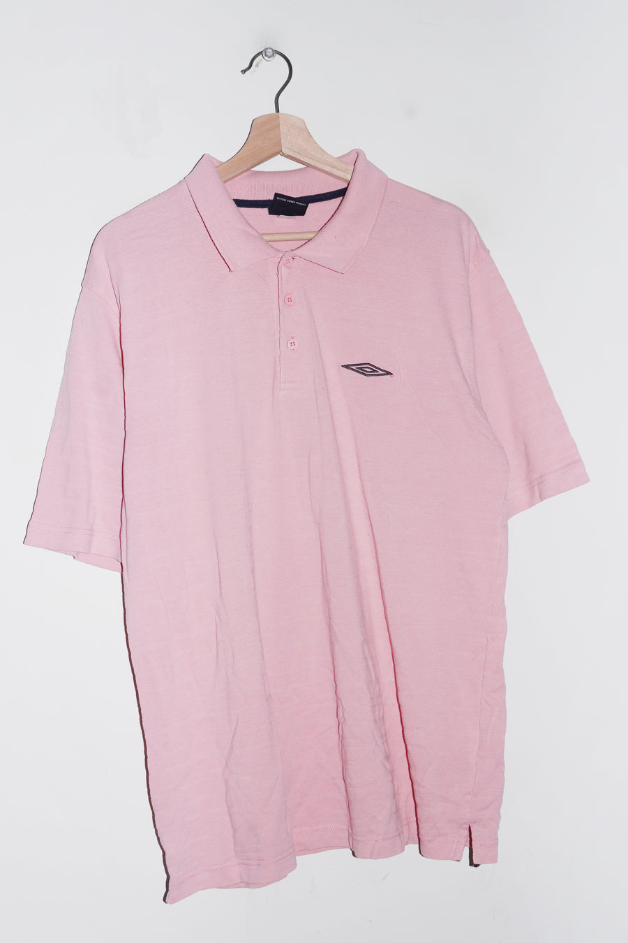 Vintage Umbro Embroidered Logo Football Training Pink Polo (L)