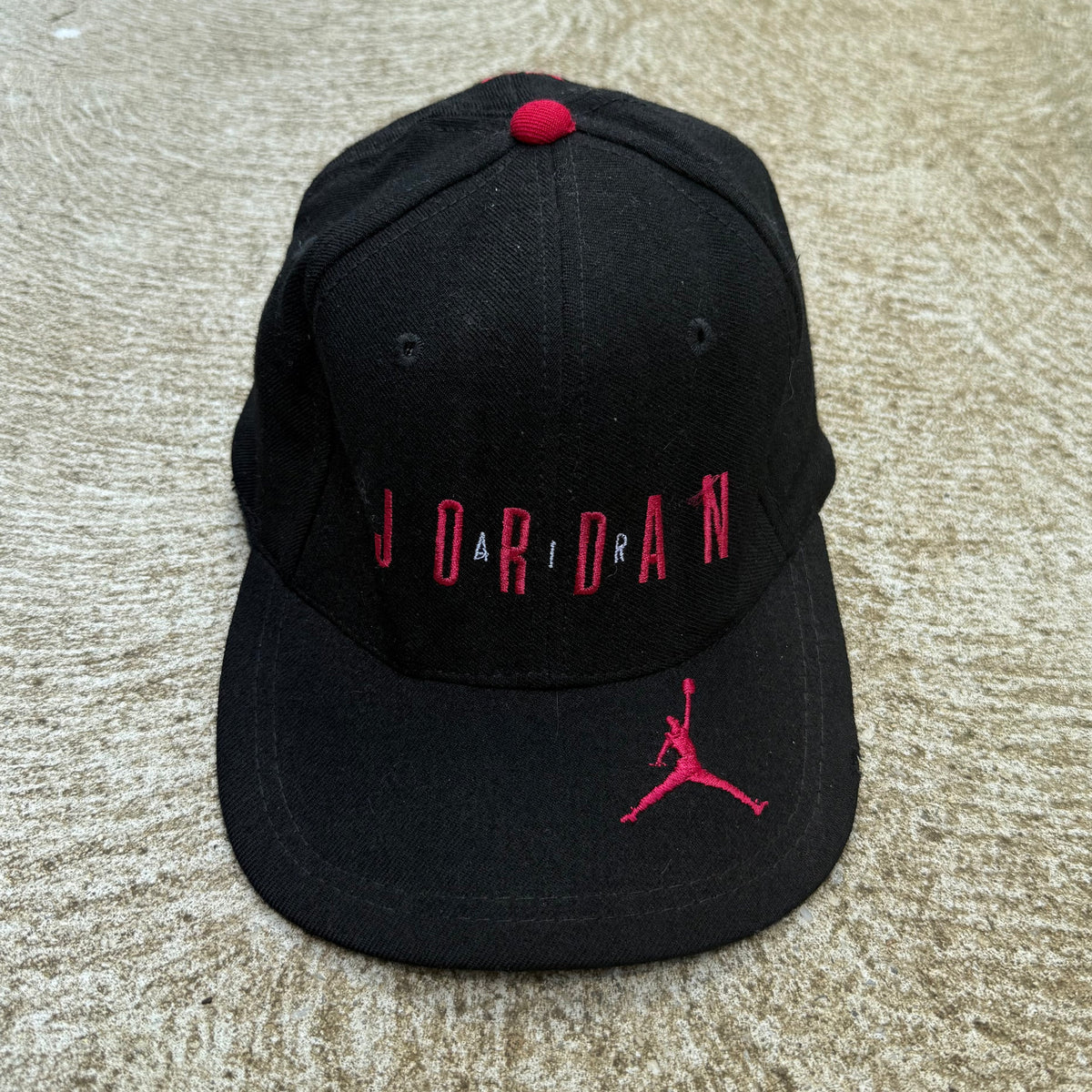 Vintage 90s Nike Jordan Embroidered Spellout Black Wool Hat (Rare)