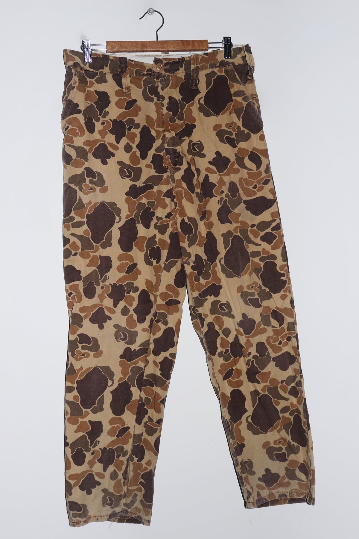 Vintage 70s Army Camo Talon Zipper Pants (32)