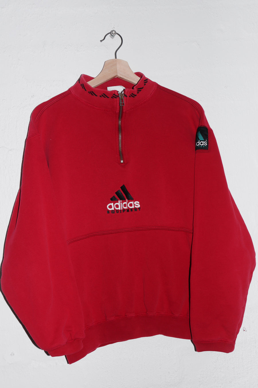 Vintage 90s Adidas Equipment Embroidered Logo Quarter Zip Jumper (Rare) (S-M/M)