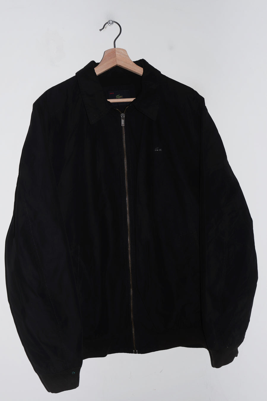 Vintage 90s Lacoste Metal Logo Black Harrington Jacket (L)