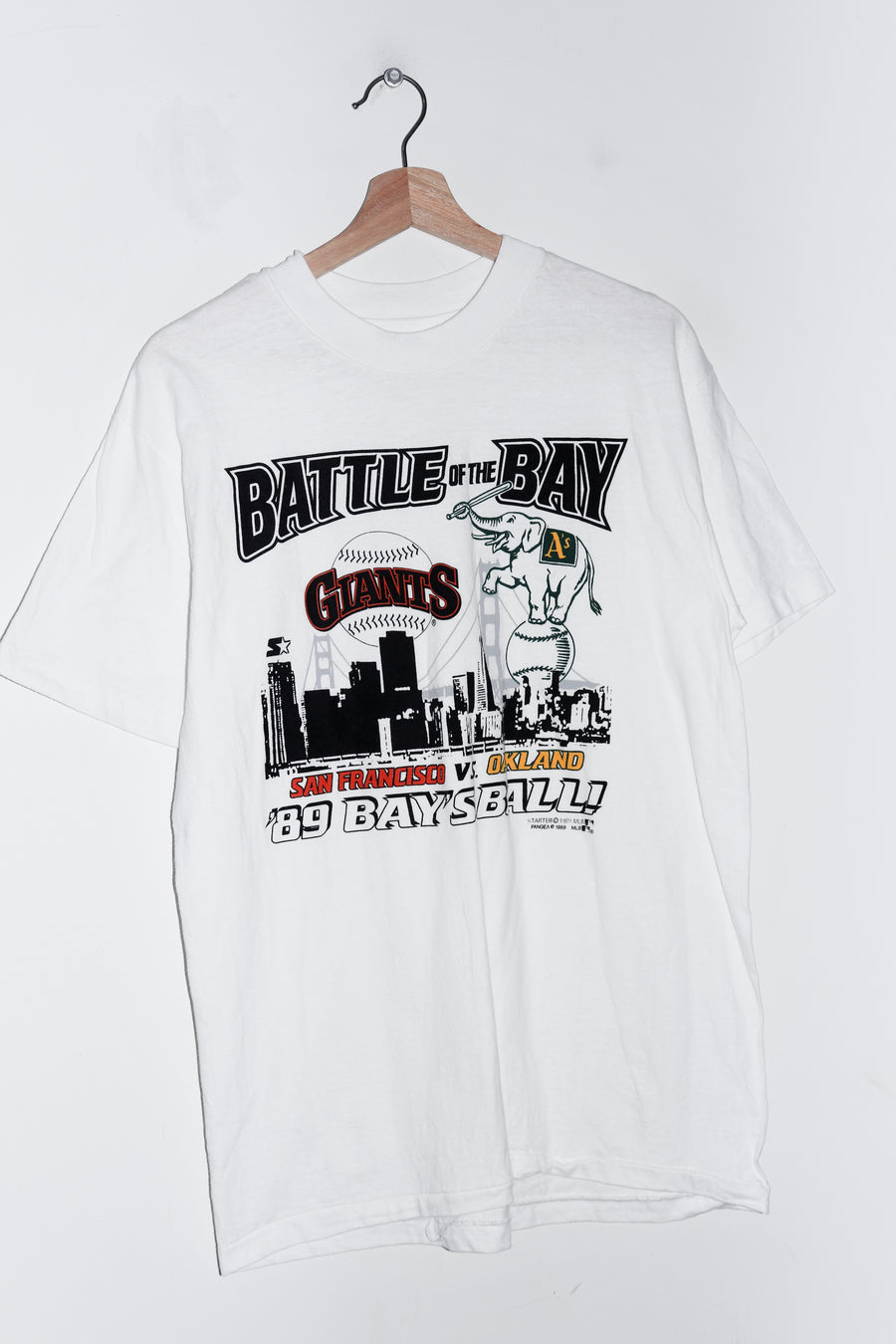 Vintage Starter 1989 World Series Giants vs A's Graphic Tee (S-M/M)