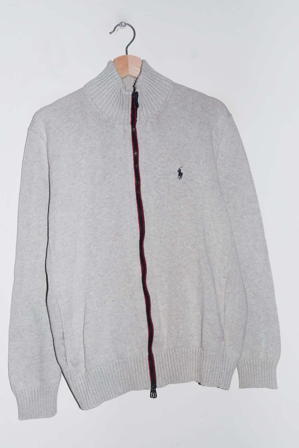 Polo Ralph Lauren Embroidered Logo Grey Knitted Zip Up Jacket (M)