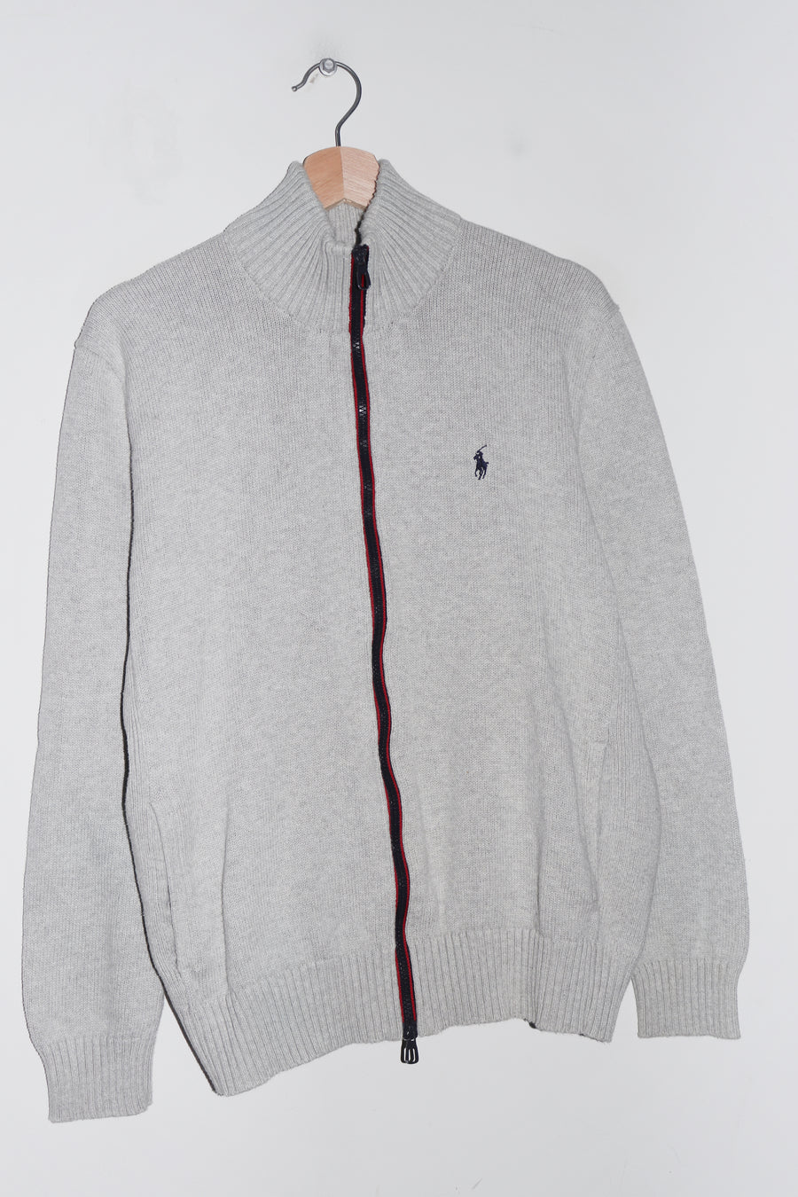 Polo Ralph Lauren Embroidered Logo Grey Knitted Zip Up Jacket (M)