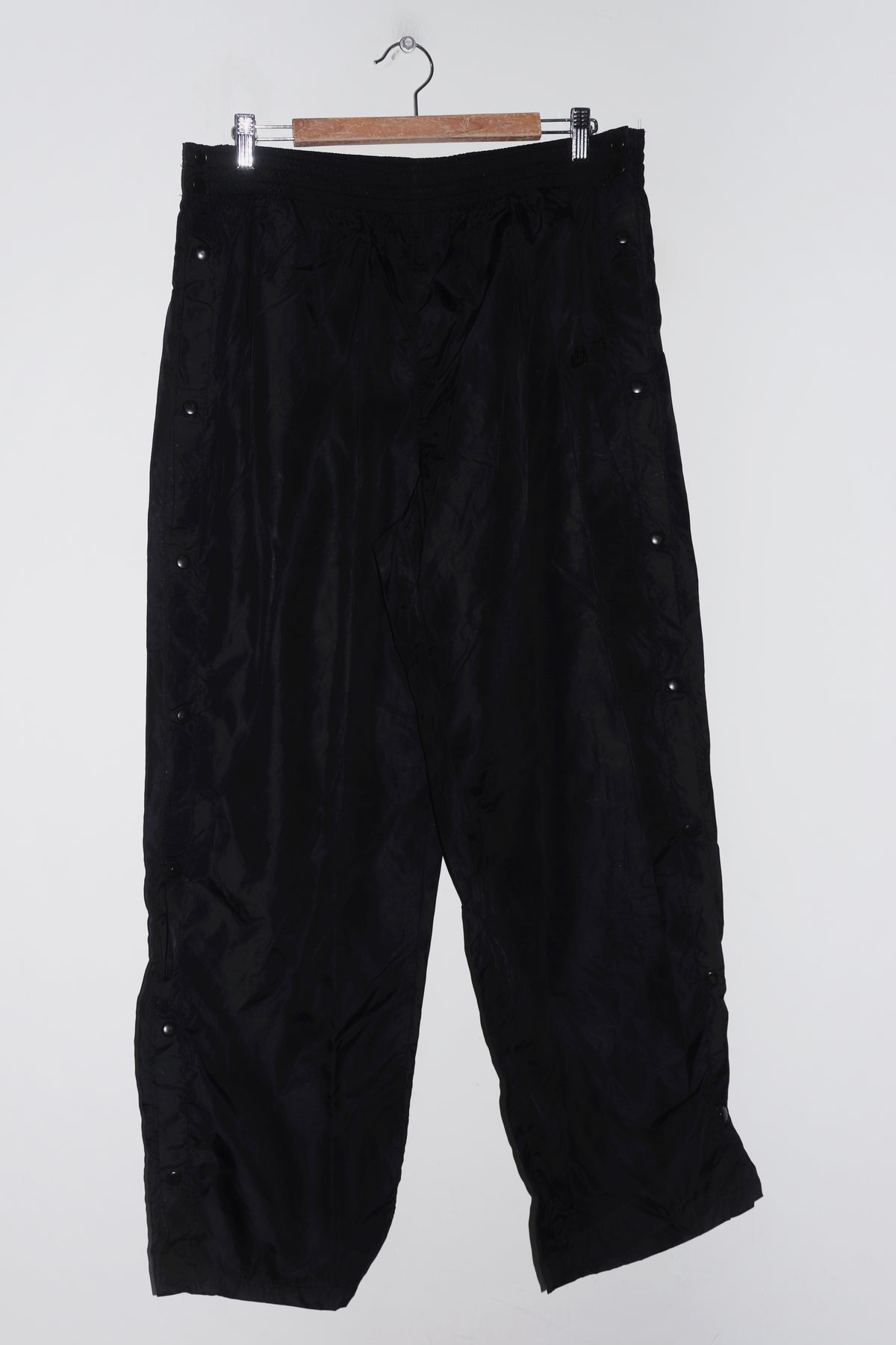 Vintage 90s Nike Embroidered Swoosh Black Baggy Snap Button Track Pants (36-38)