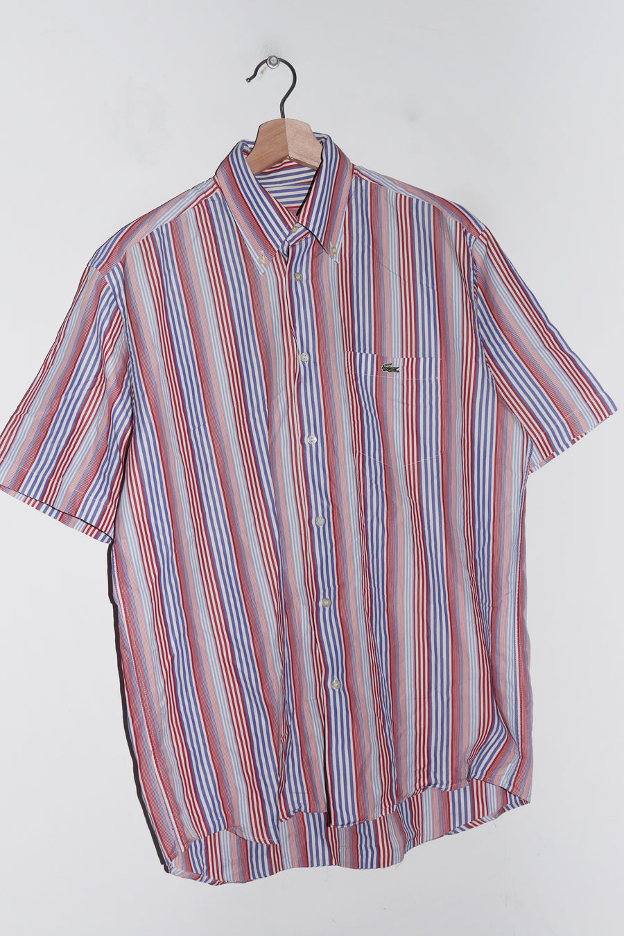 Vintage Lacoste Embroidered Logo Striped Short Sleeve Shirt (L)