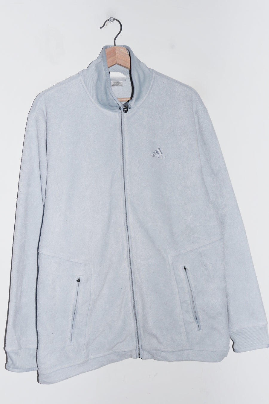 Vintage Adidas Embroidered Logo Ice Blue Fleece Jacket (2001) (L)
