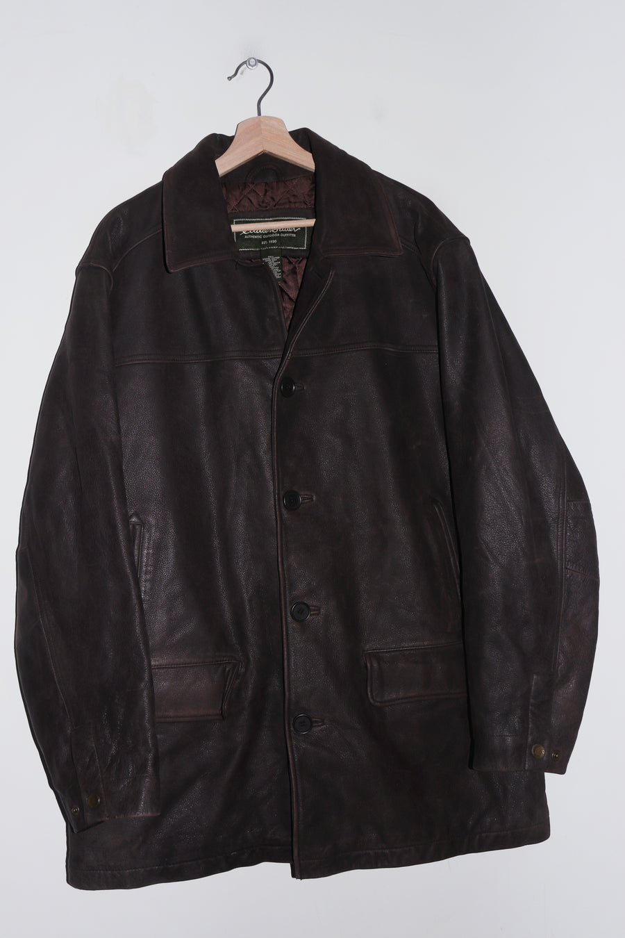 Vintage Eddie Bauer Heavyweight Brown Genuine Leather Jacket (XL)