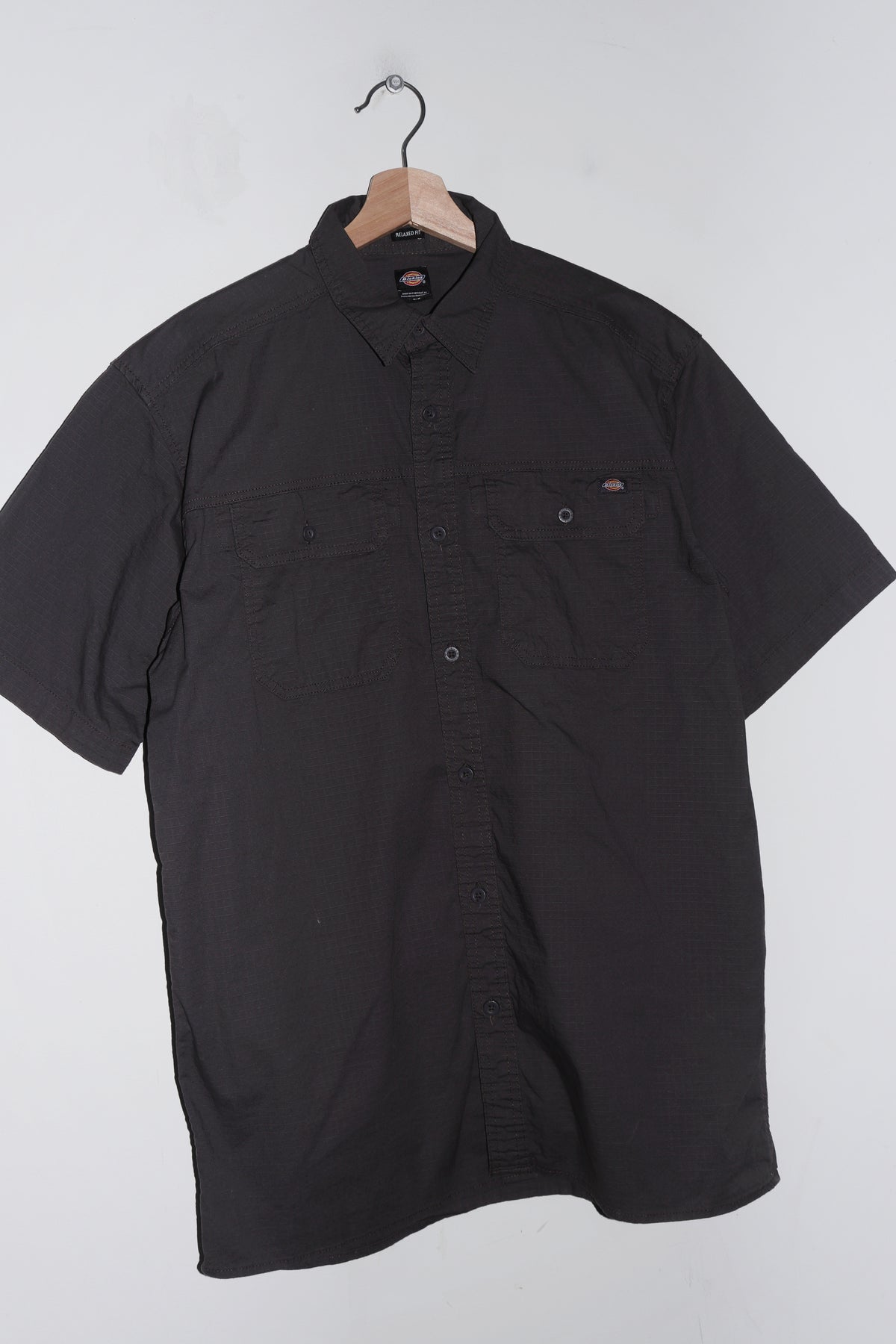 Dickies Logo Thick Cotton Dark Grey Short Sleeve Shirt (M-L)