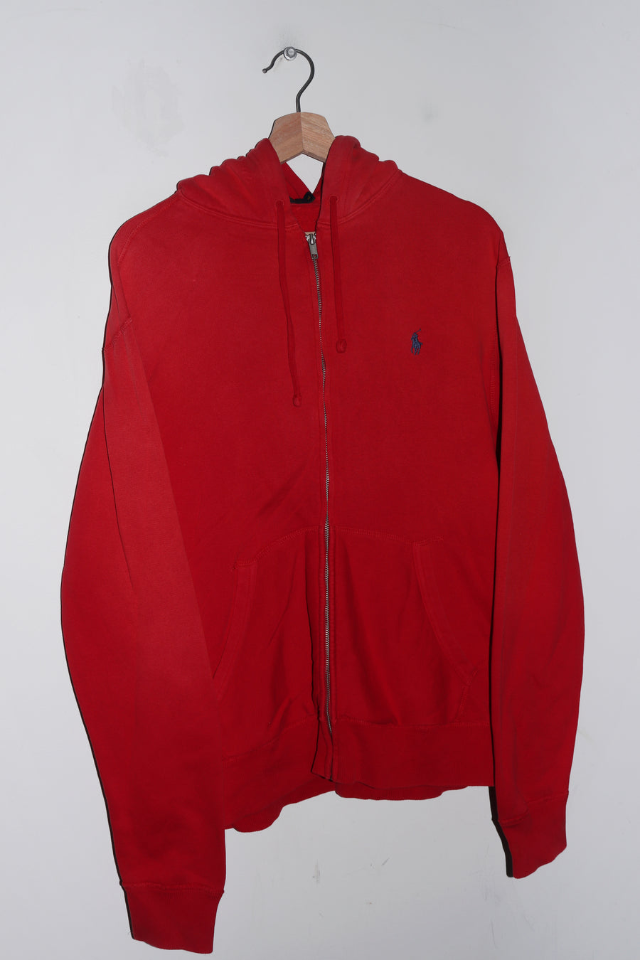 Polo Ralph Lauren Embroidered Logo Faded Red Cotton Hooded Jacket (M)